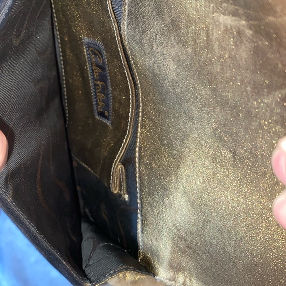 Carlos Falchi Black Suede Gold Interior Evening Bag NWOT - Picture 2 of 8